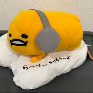 Gudetama Lazy Egg Music Lying Down Plush- Headphones NEW Toreba Sanrio toy Japan